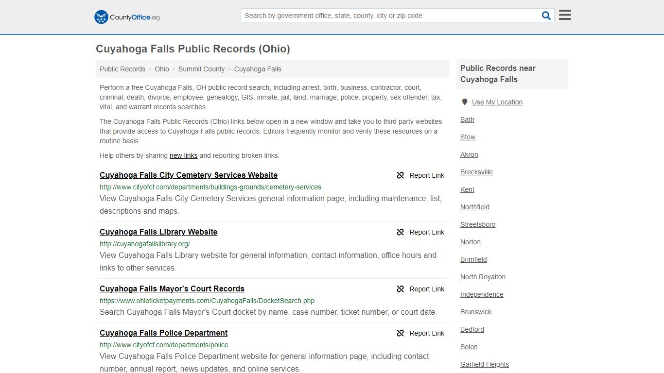 Cuyahoga Falls Public Records (Ohio) - County Office