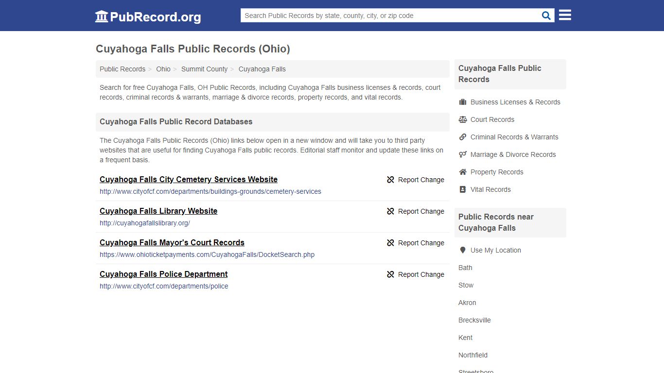 Free Cuyahoga Falls Public Records (Ohio Public Records) - PubRecord.org