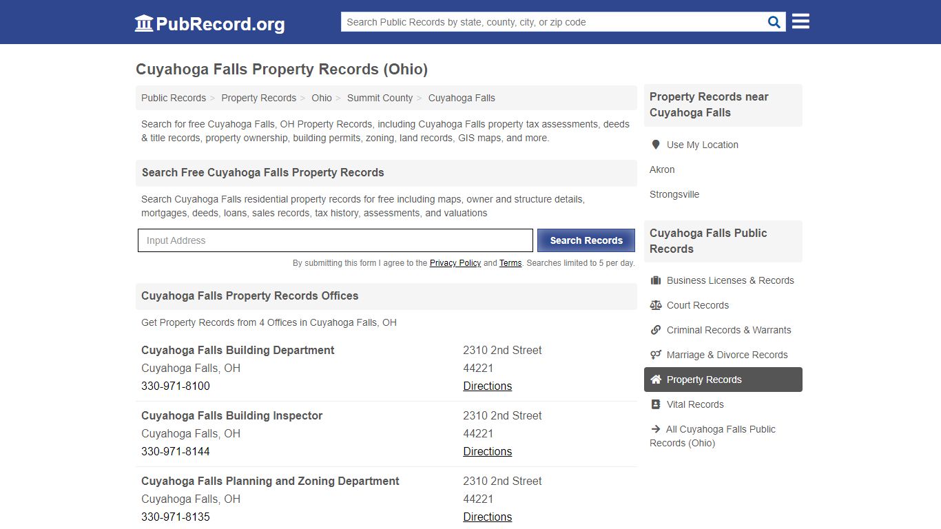 Free Cuyahoga Falls Property Records (Ohio Property Records)